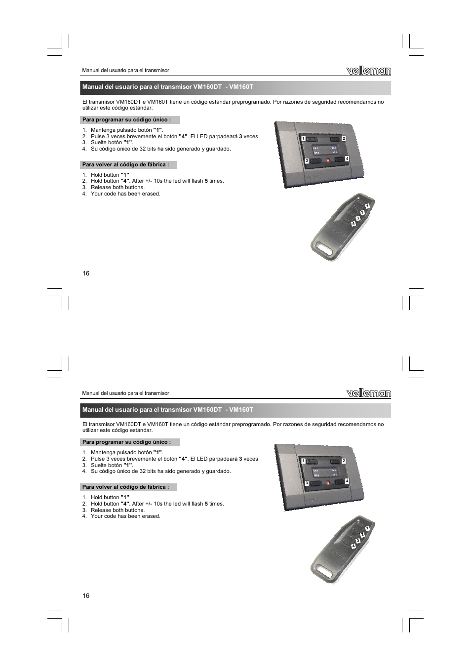 Velleman VM160 User Manual | Page 16 / 20