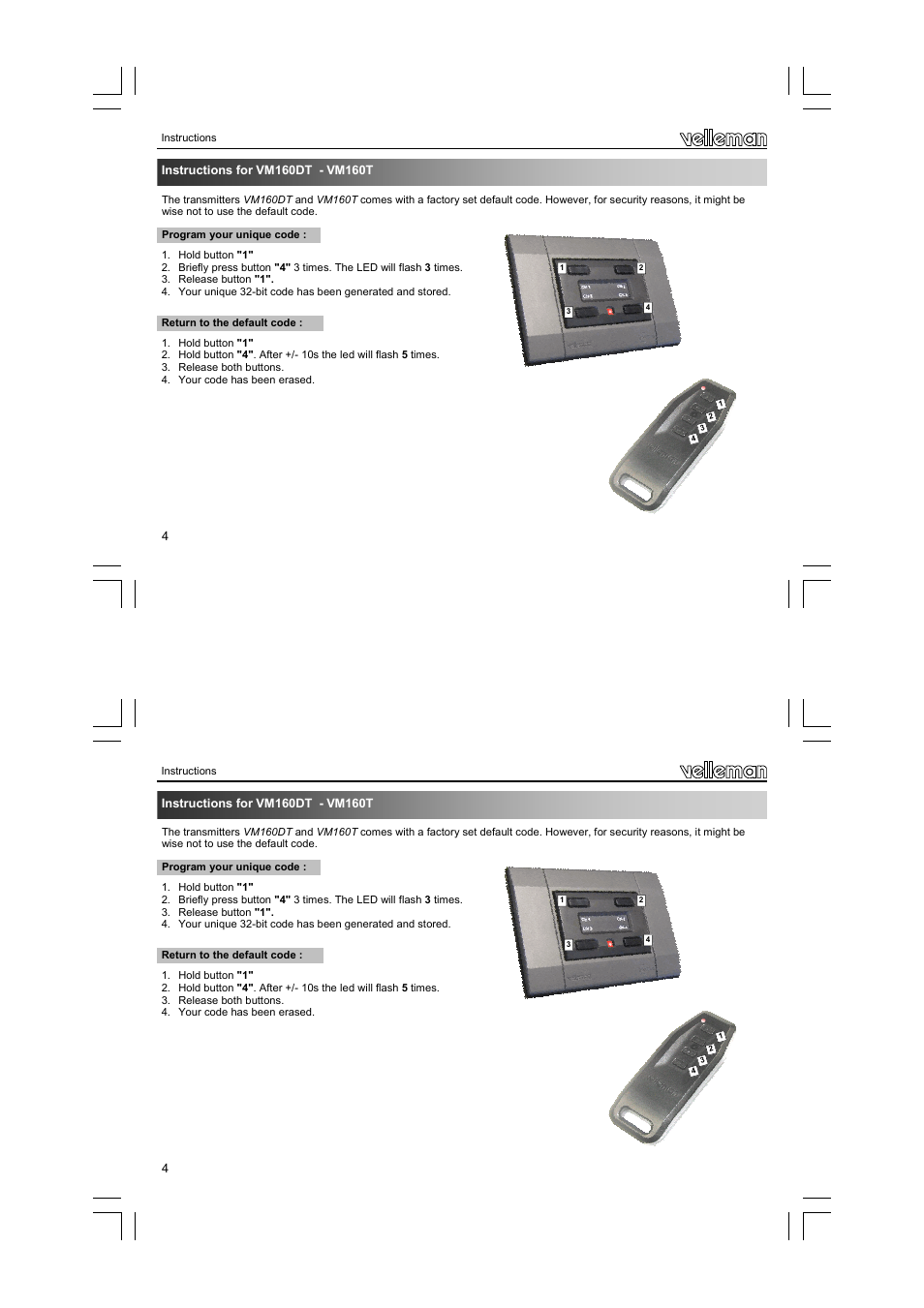 Velleman VM160 User Manual | Page 4 / 20