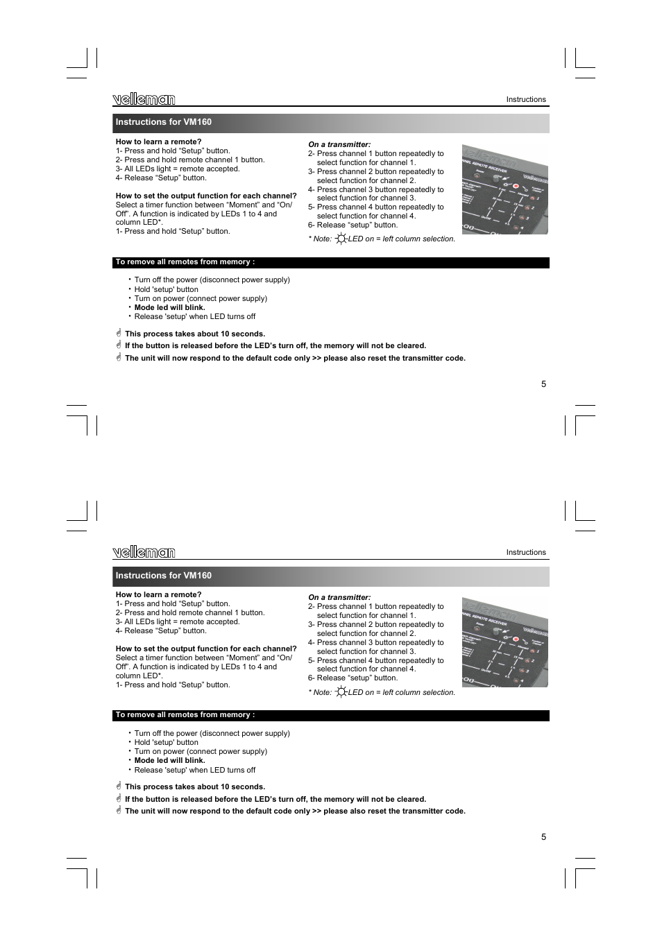 Velleman VM160 User Manual | Page 5 / 20