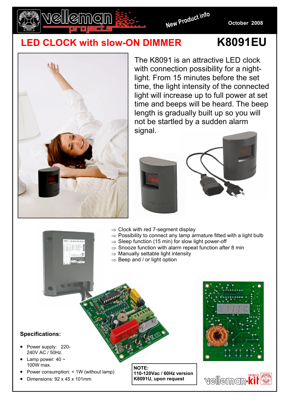 Velleman projects K8091EU Infosheet User Manual | 1 page