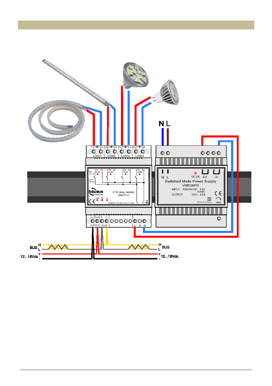 Low-voltage connection diagram | Velleman VMB4RYLD User Manual | Page 11 / 18
