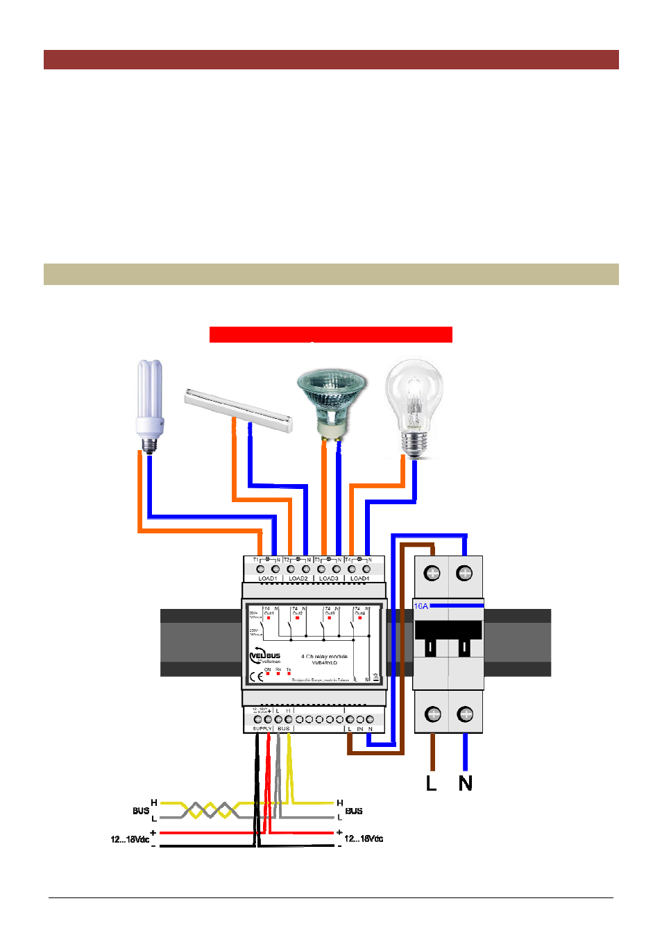 Mains voltage connection diagram | Velleman VMB4RYLD User Manual | Page 9 / 18