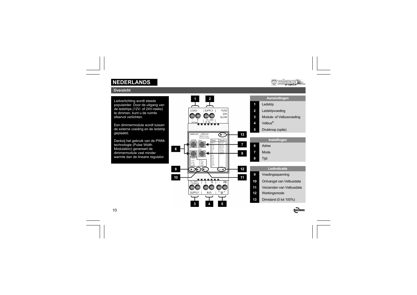 Nederlands | Velleman projects VMB1LED Short user manual User Manual | Page 10 / 36