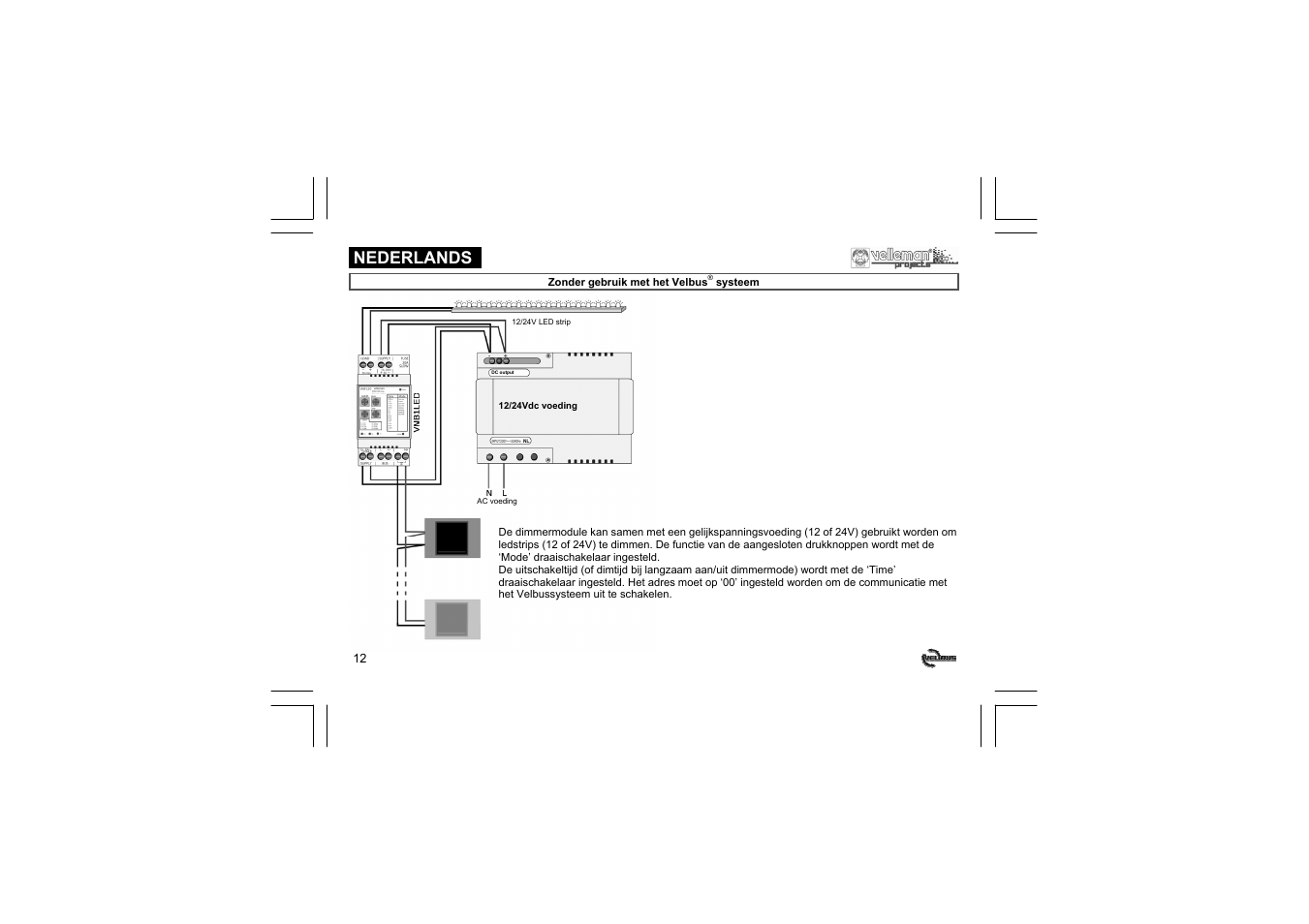 Nederlands | Velleman projects VMB1LED Short user manual User Manual | Page 12 / 36