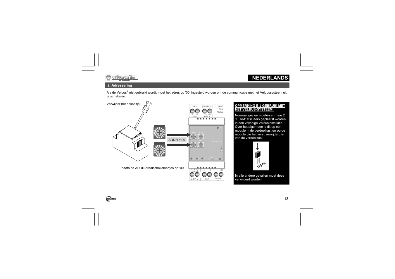 Nederlands | Velleman projects VMB1LED Short user manual User Manual | Page 13 / 36