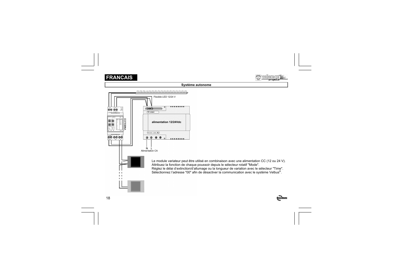 Francais | Velleman projects VMB1LED Short user manual User Manual | Page 18 / 36