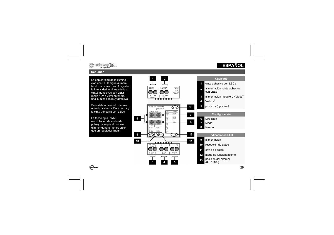 Velleman projects VMB1LED Short user manual User Manual | Page 29 / 36