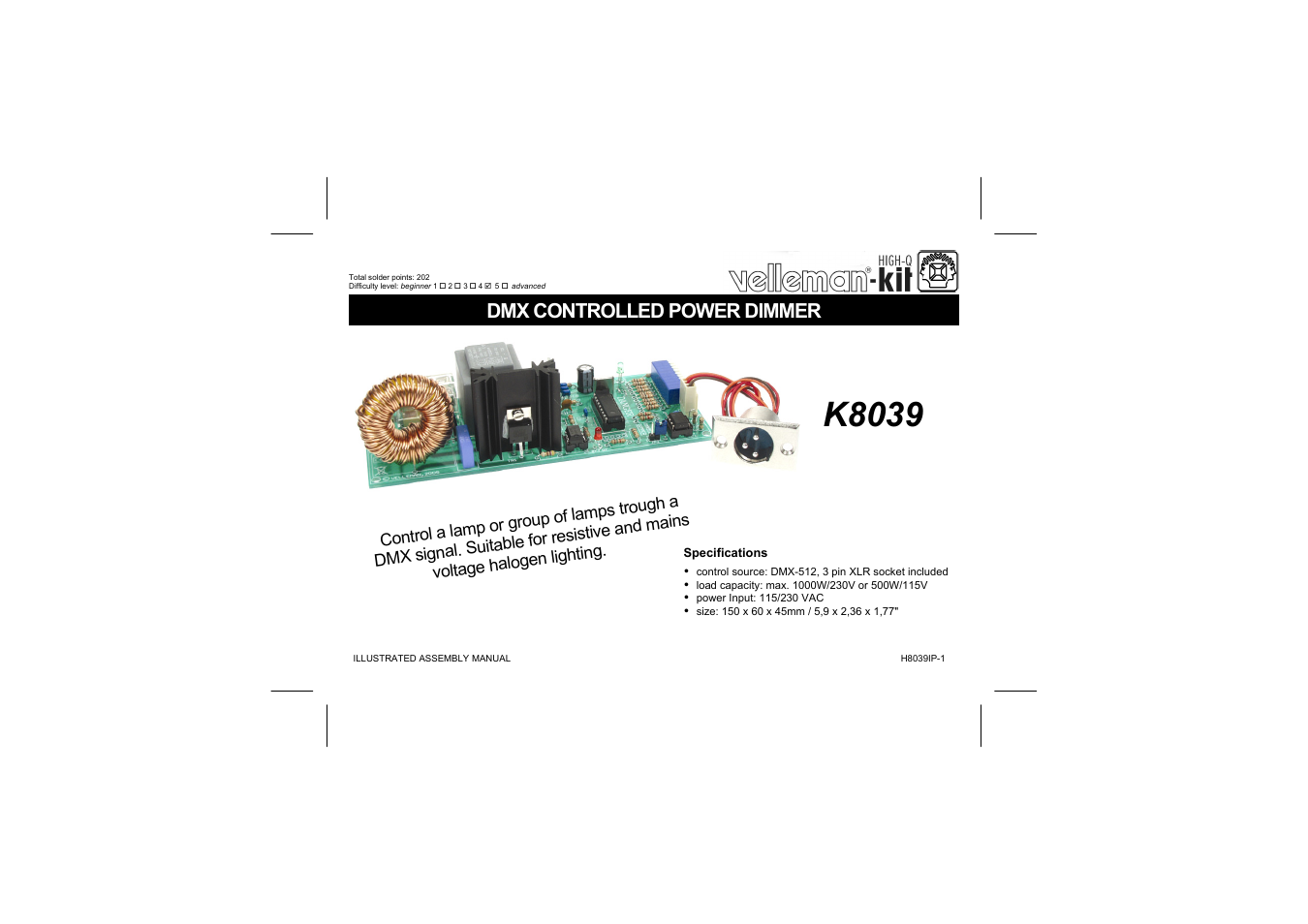 Velleman projects K8039 Assembly instructions User Manual | 20 pages
