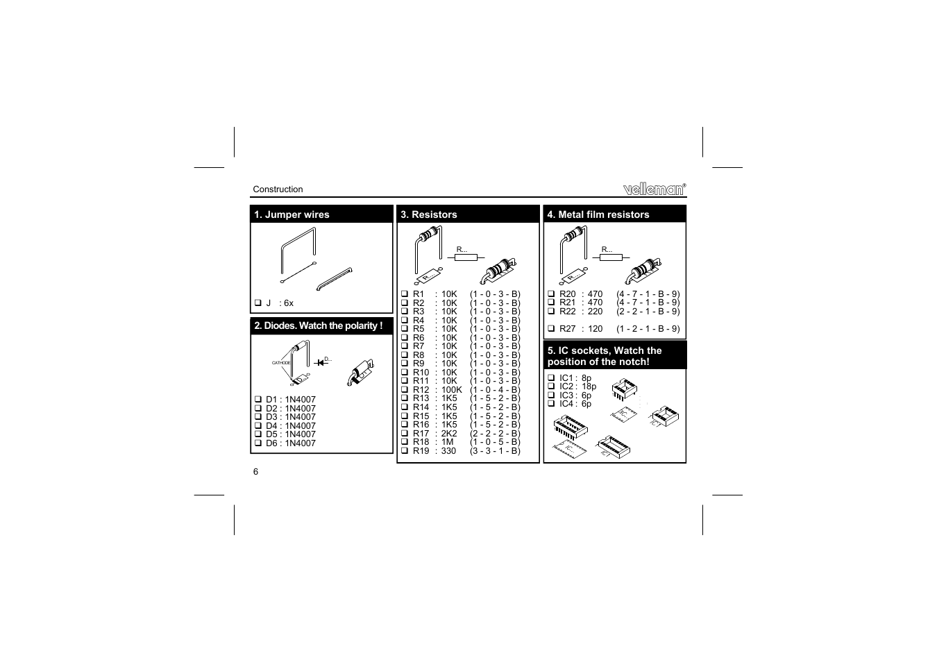 Velleman projects K8039 Assembly instructions User Manual | Page 6 / 20