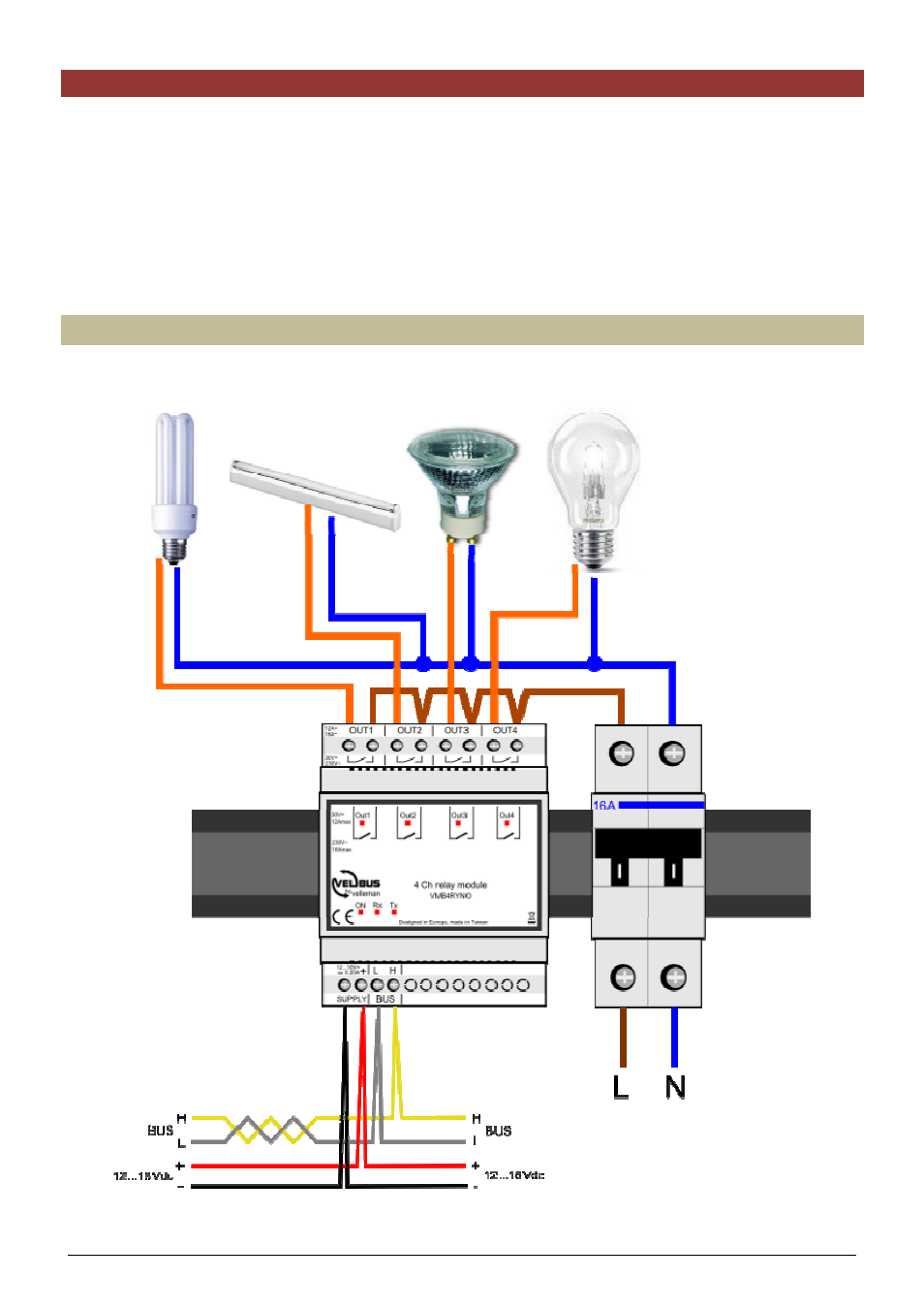 Mains voltage connection diagram | Velleman VMB4RYNO User Manual | Page 9 / 18