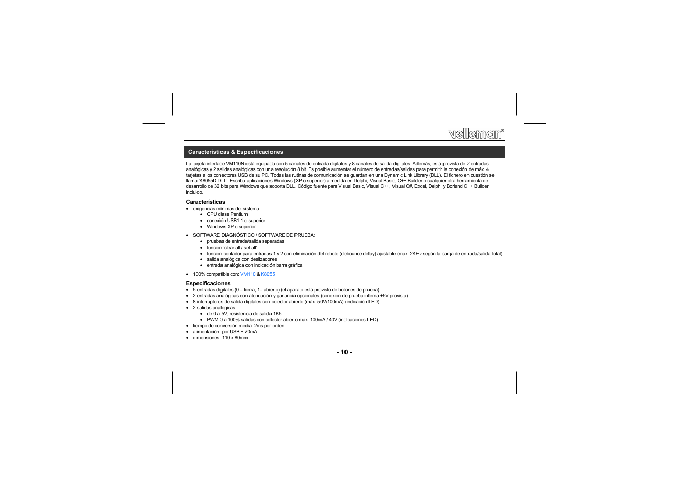 Velleman VM110N User Manual | Page 10 / 12