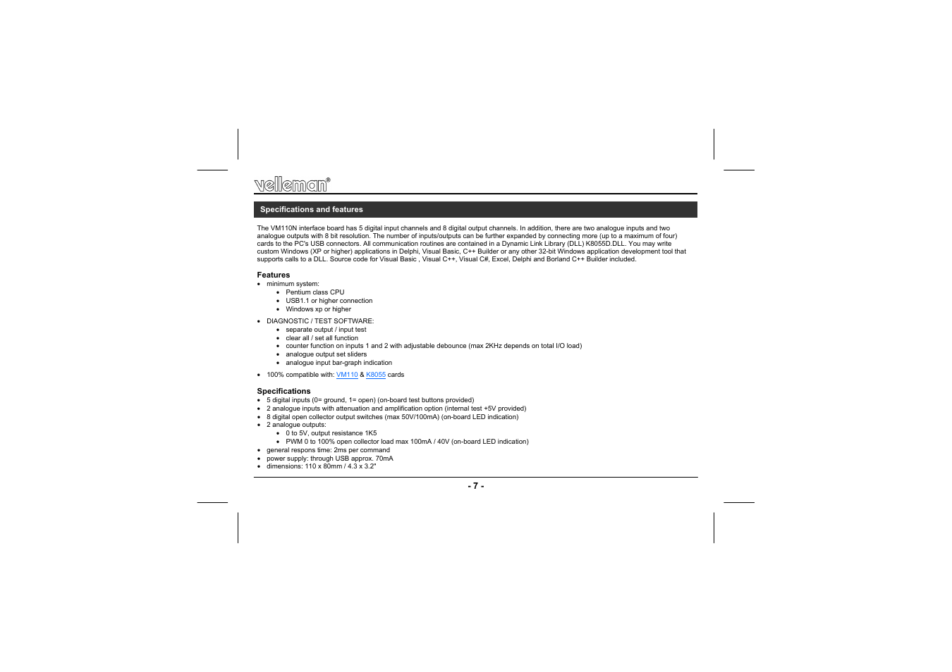 Velleman VM110N User Manual | Page 7 / 12