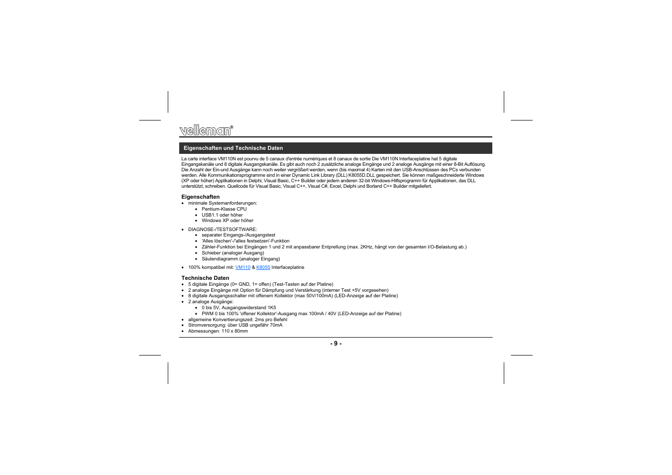 Velleman VM110N User Manual | Page 9 / 12