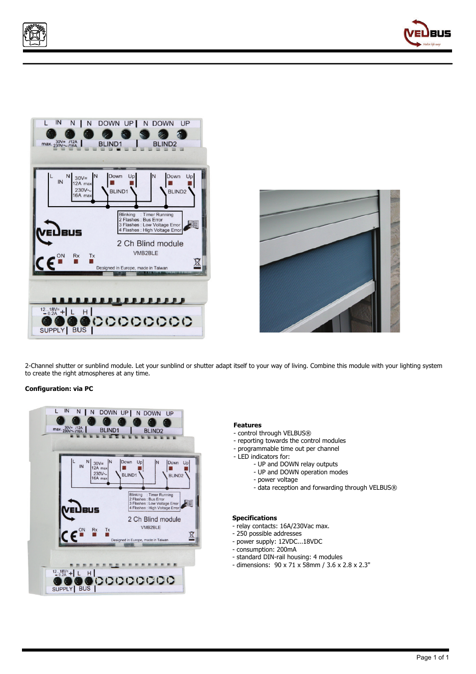 Velleman projects VMB2BLE Datasheet User Manual | 1 page