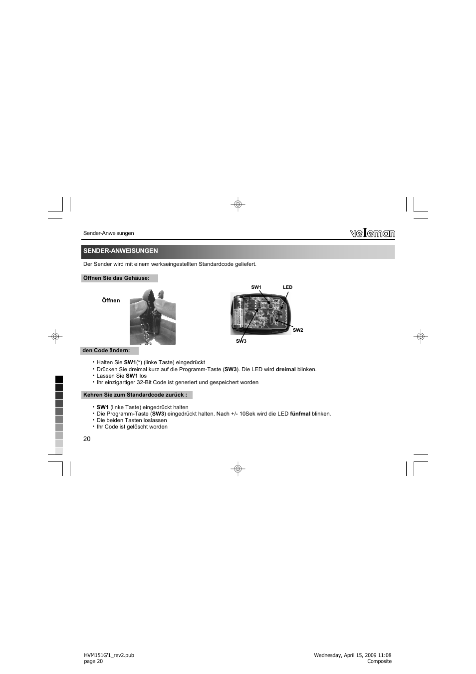 Velleman VM151 User Manual | Page 20 / 32