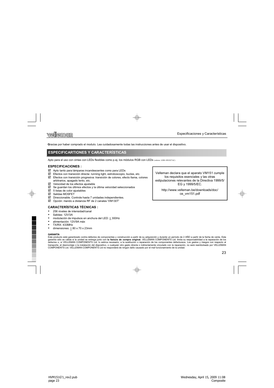 Velleman VM151 User Manual | Page 23 / 32