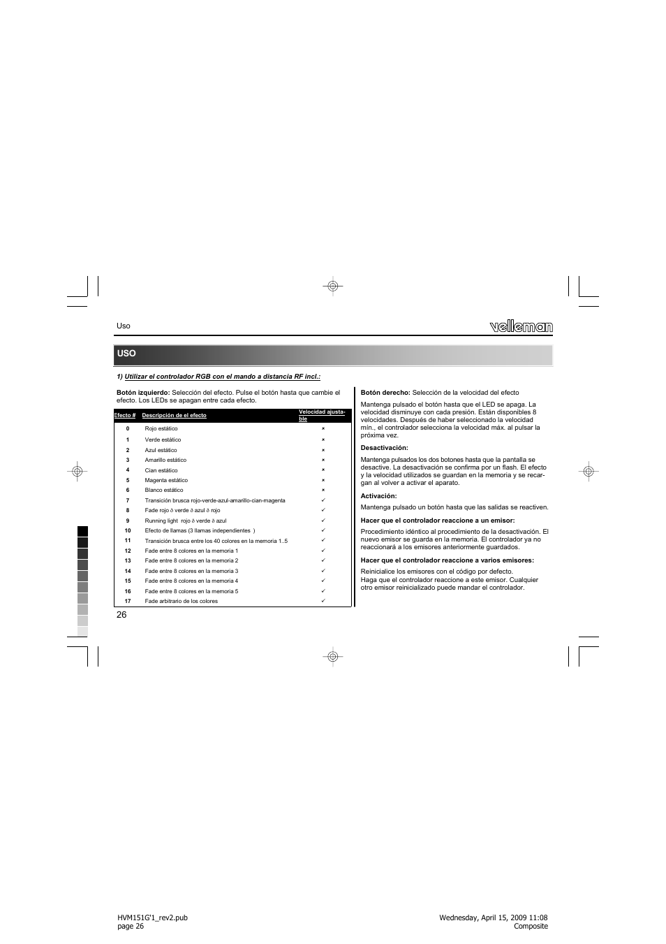Velleman VM151 User Manual | Page 26 / 32
