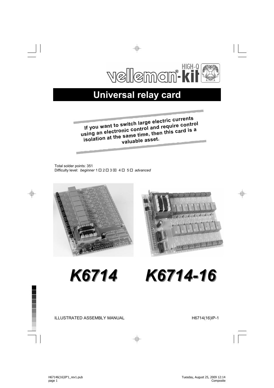 Velleman projects K6714-16 Assembly instructions User Manual | 16 pages