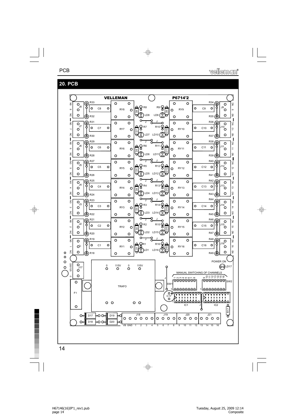 Pcb 20. pcb, Velleman | Velleman projects K6714-16 Assembly instructions User Manual | Page 14 / 16