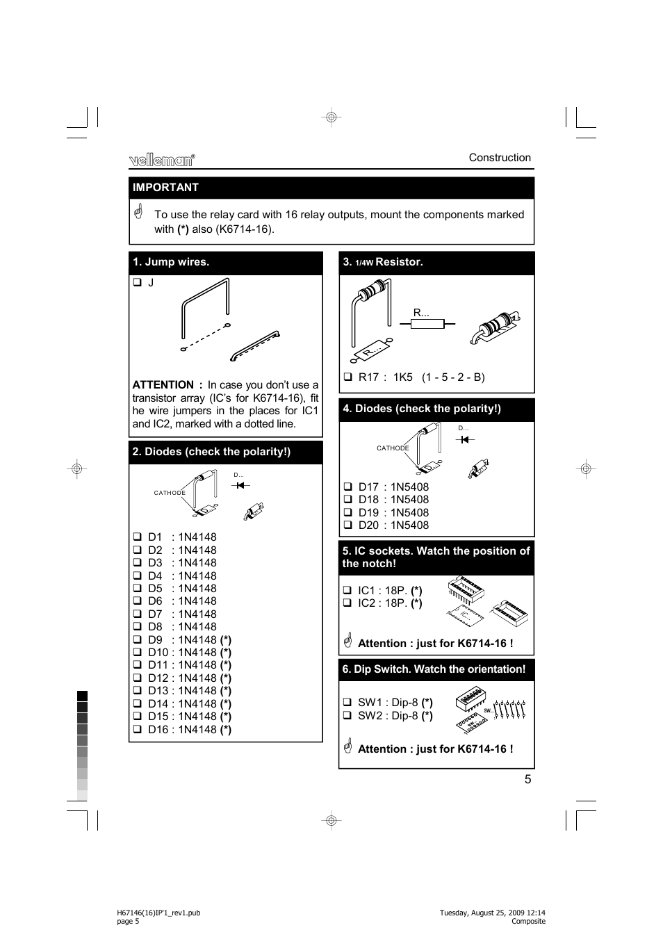 Velleman projects K6714-16 Assembly instructions User Manual | Page 5 / 16