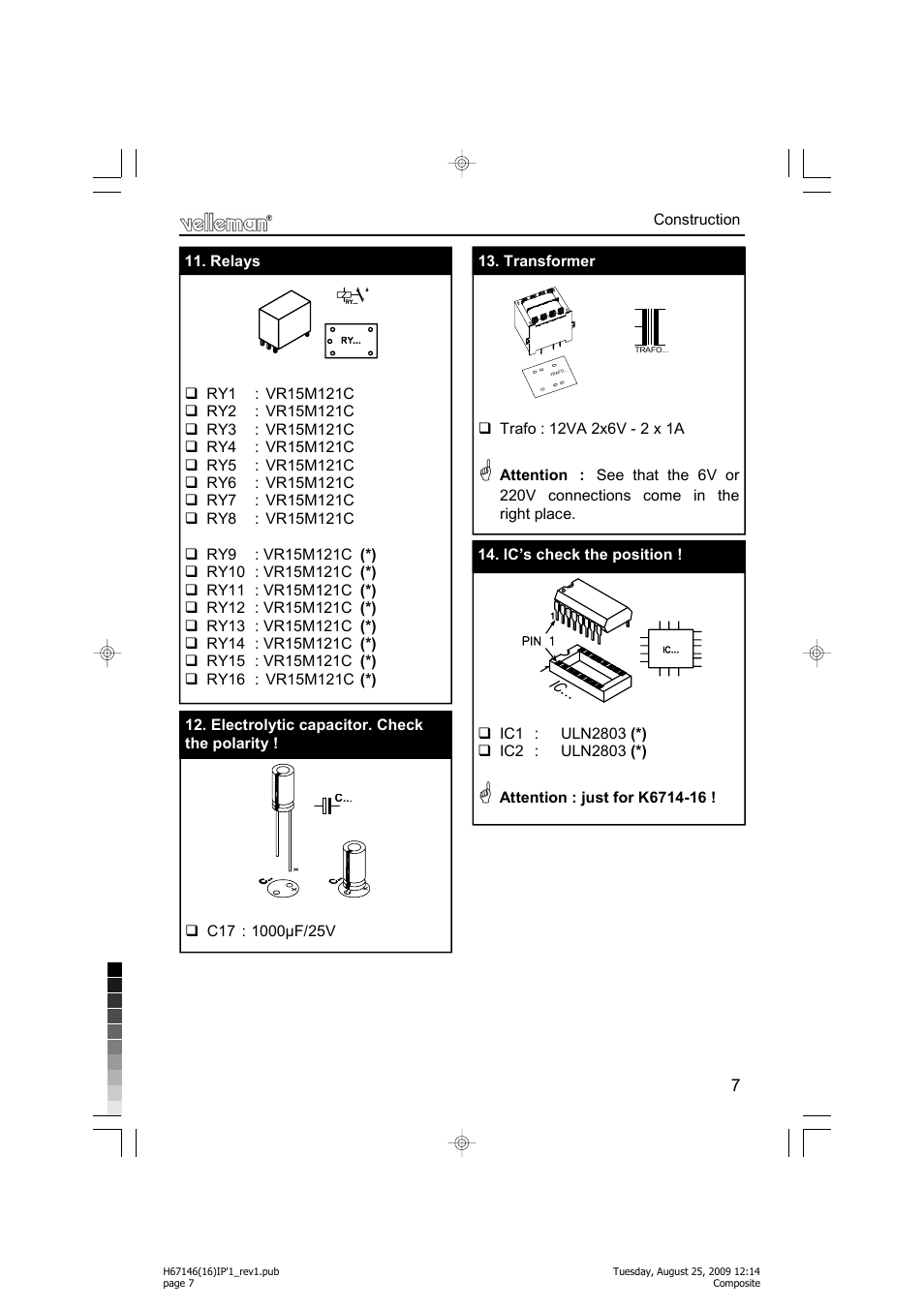 Velleman projects K6714-16 Assembly instructions User Manual | Page 7 / 16