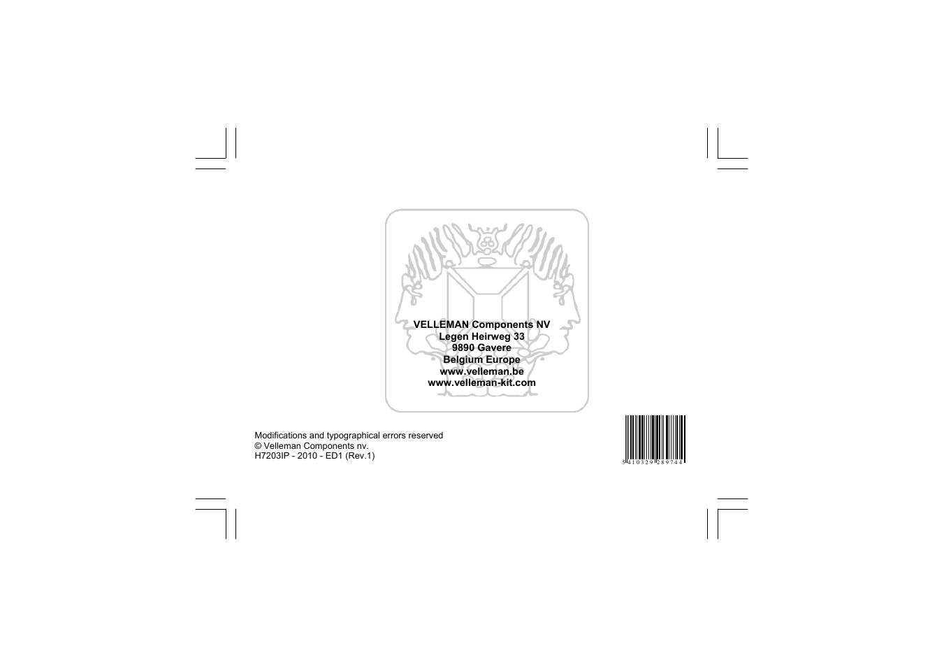 Velleman projects K7203 Assembly instructions User Manual | Page 12 / 12