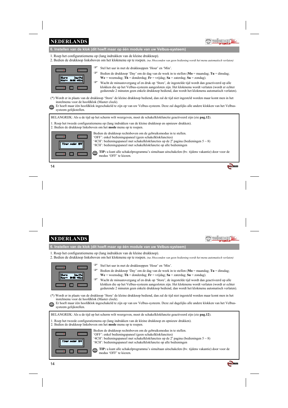 Nederlands | Velleman projects VMB4PD Short user manual User Manual | Page 14 / 48