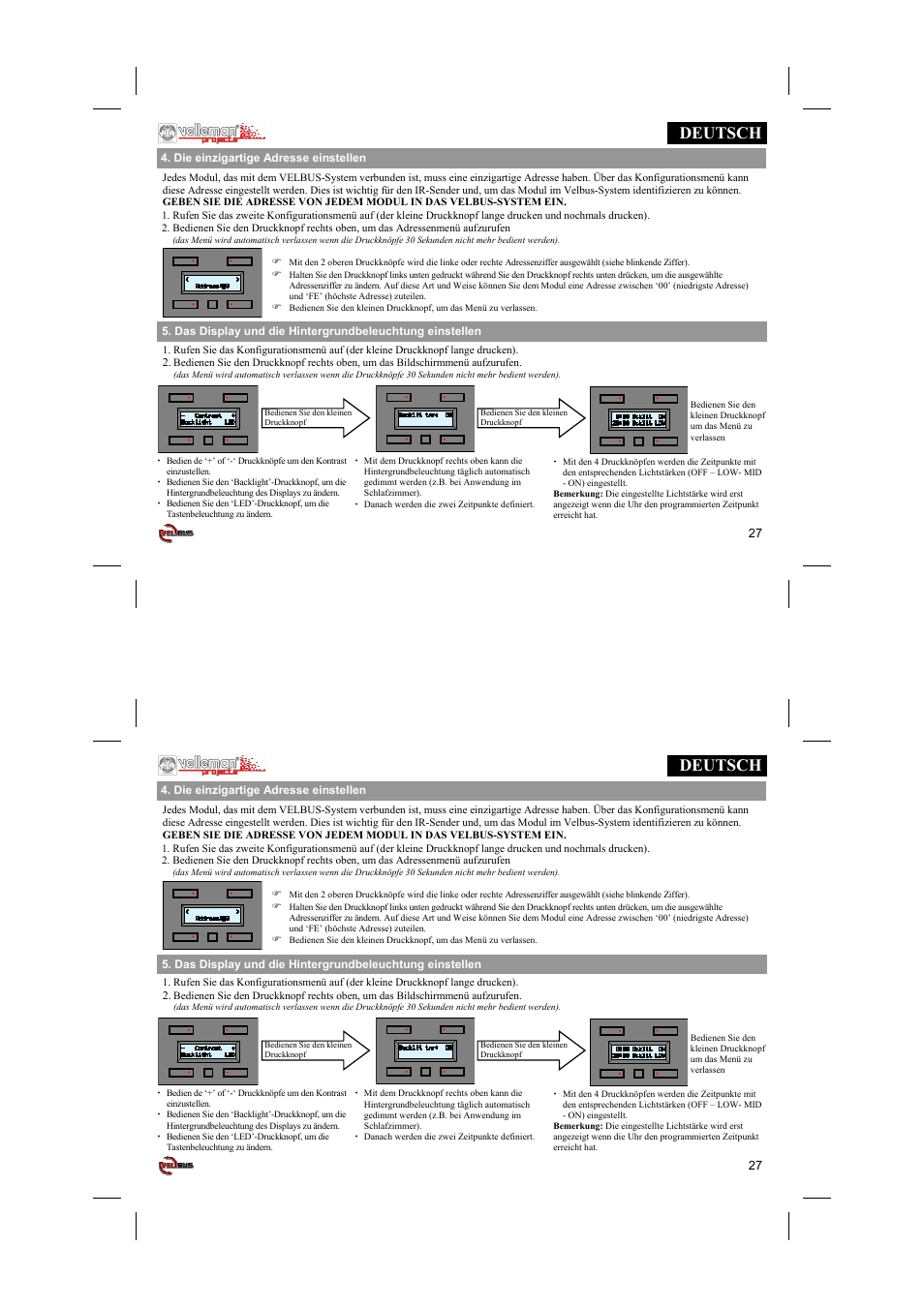 Deutsch | Velleman projects VMB4PD Short user manual User Manual | Page 27 / 48