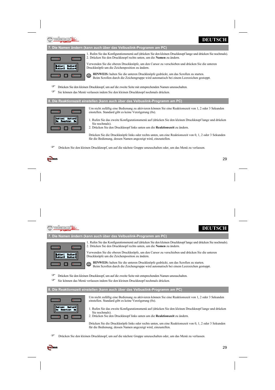 Deutsch | Velleman projects VMB4PD Short user manual User Manual | Page 29 / 48
