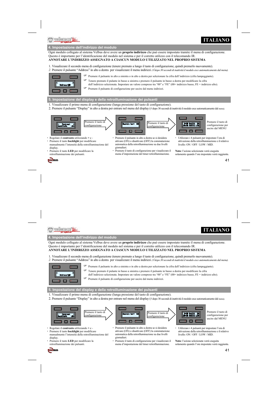 Italiano | Velleman projects VMB4PD Short user manual User Manual | Page 41 / 48
