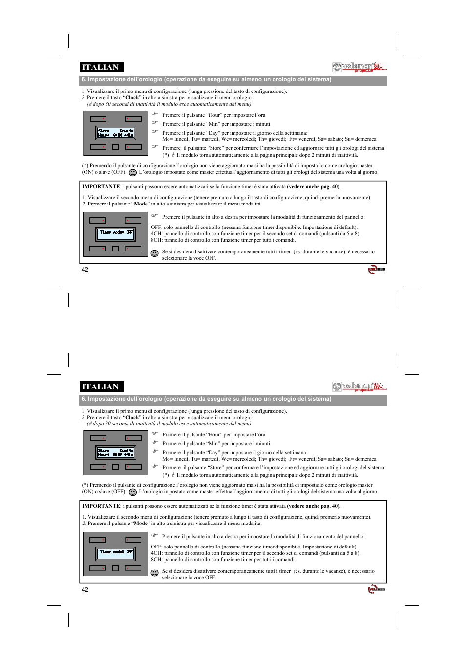 Italian | Velleman projects VMB4PD Short user manual User Manual | Page 42 / 48