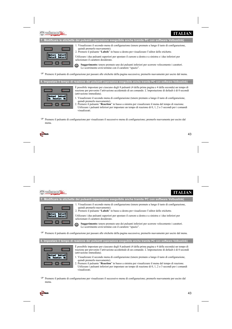 Italian | Velleman projects VMB4PD Short user manual User Manual | Page 43 / 48