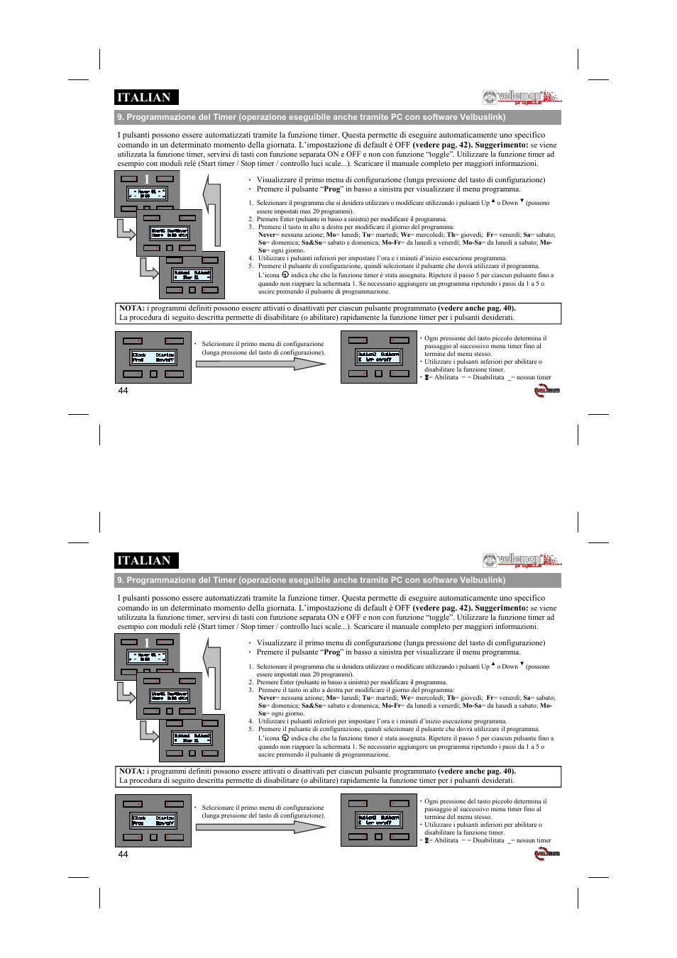 Italian | Velleman projects VMB4PD Short user manual User Manual | Page 44 / 48