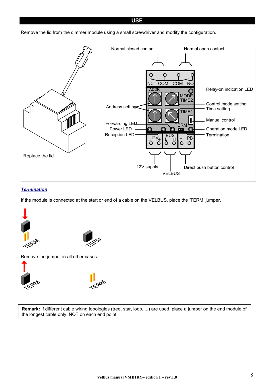 8use | Velleman VMB1RY User Manual | Page 8 / 12