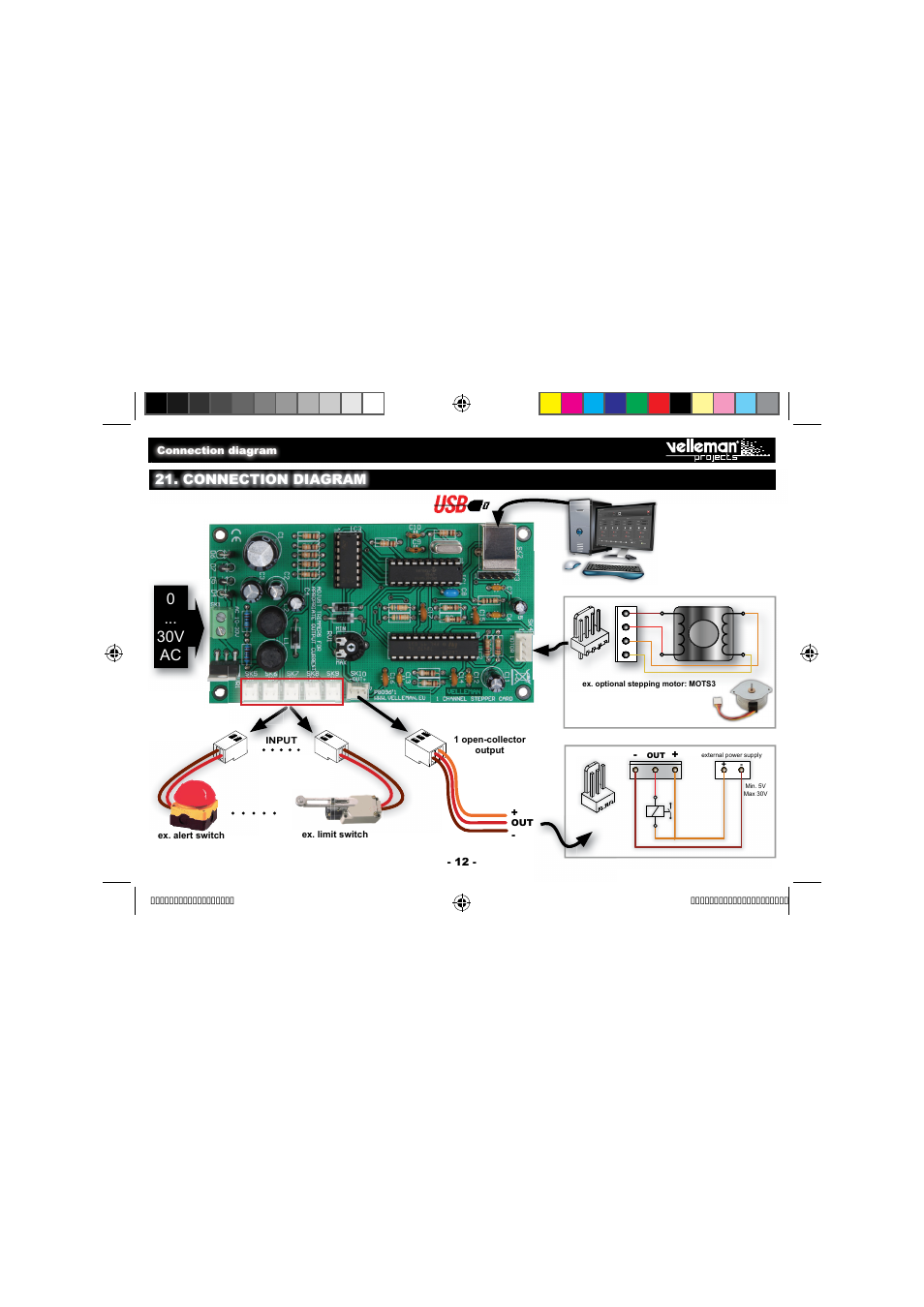 0 v ac, Connection diagram | Velleman projects K8096 Assembly instructions User Manual | Page 12 / 16