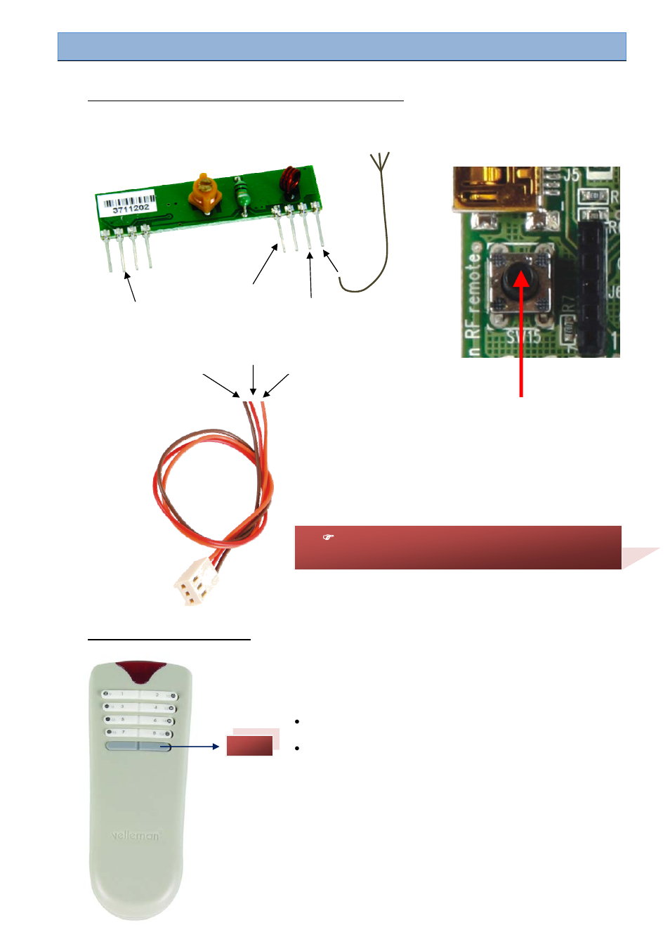 Learning a remote | Velleman VM8095 User Manual | Page 7 / 12