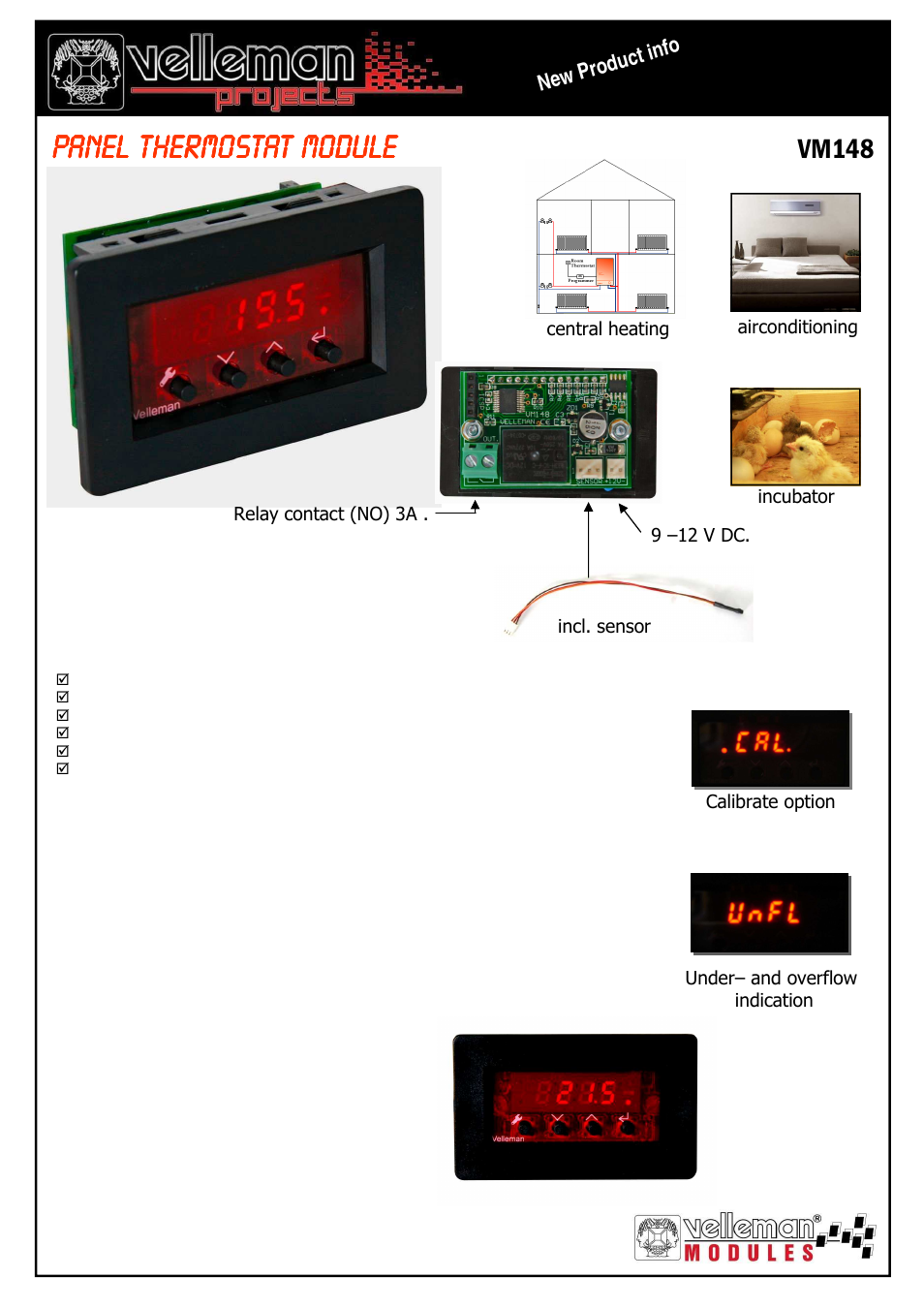 Velleman projects VM148 Datasheet User Manual | 1 page