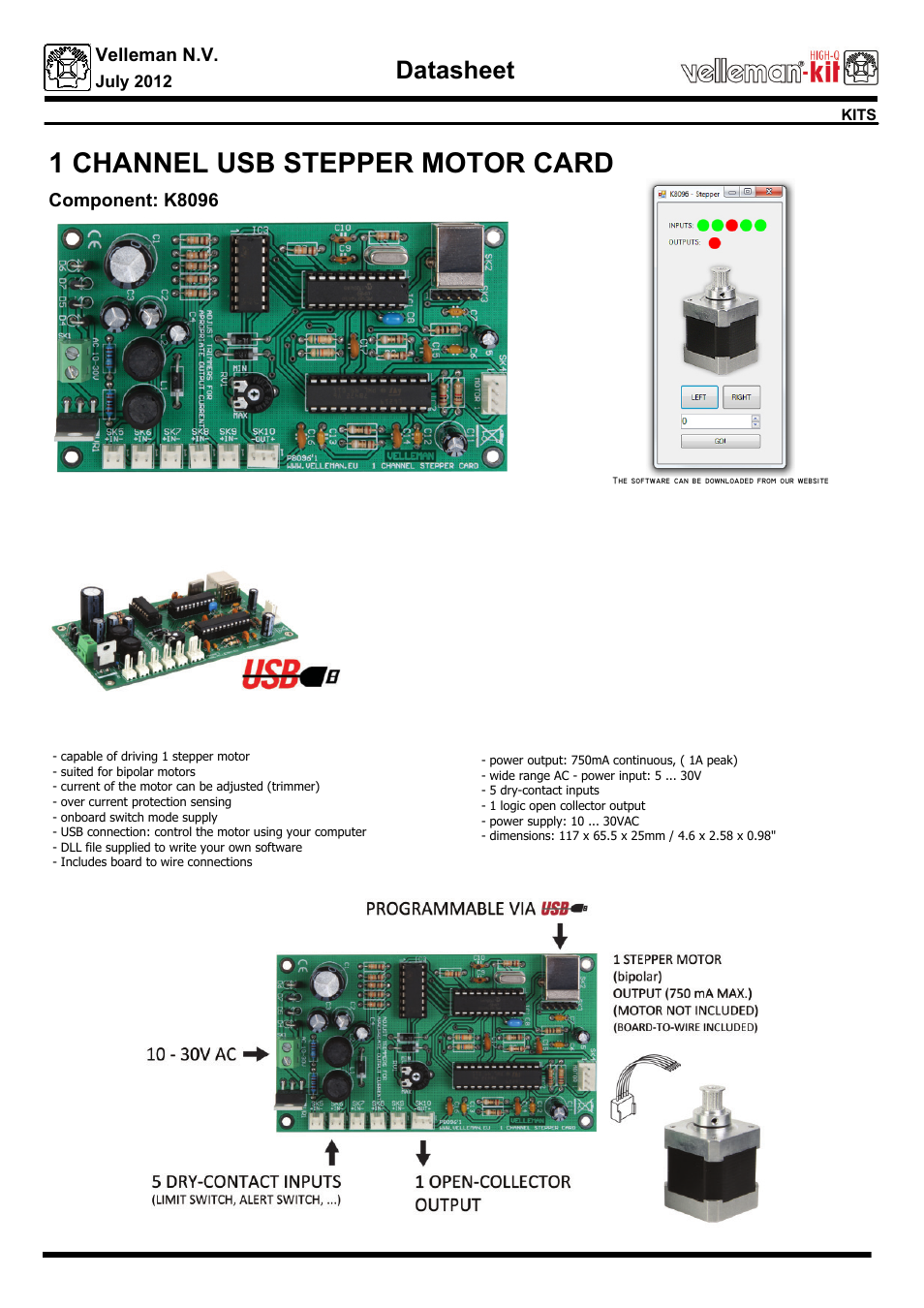 Velleman projects K8096 Infosheet User Manual | 1 page