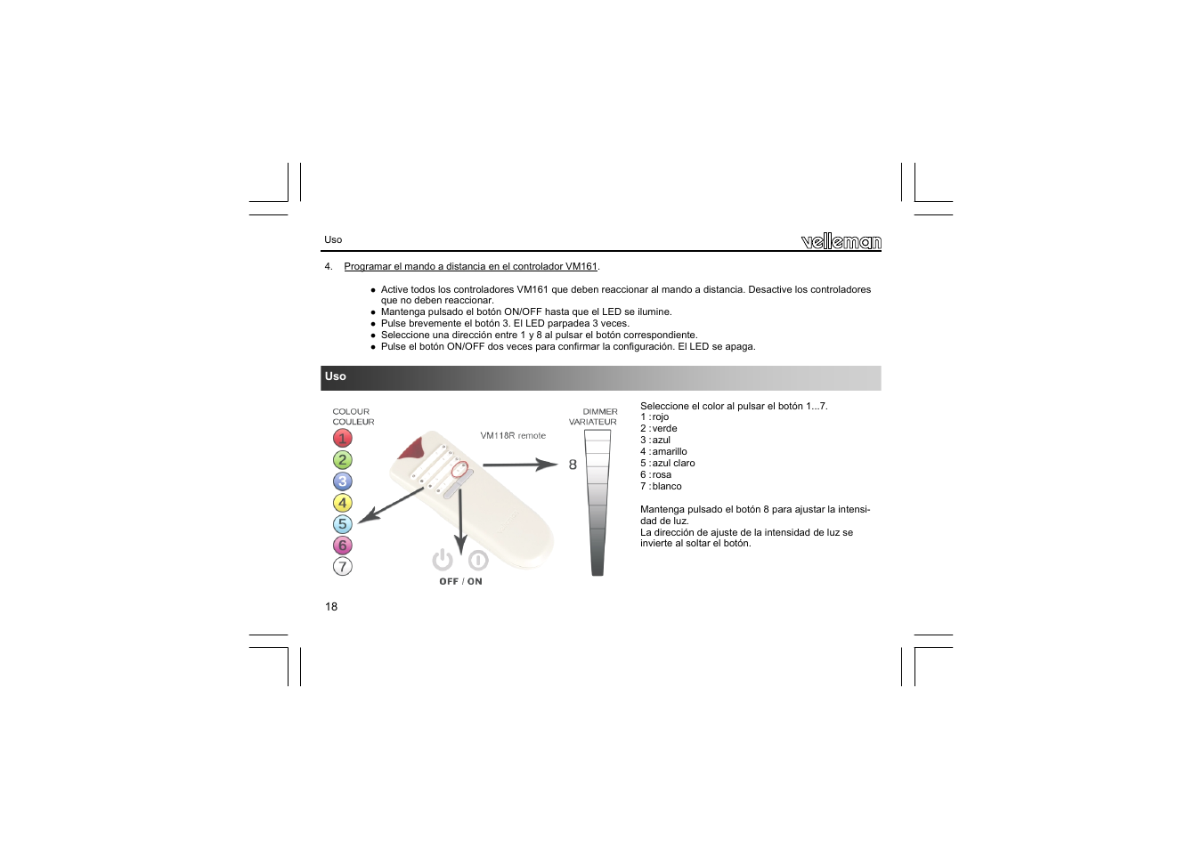 Velleman VM161 User Manual | Page 18 / 20