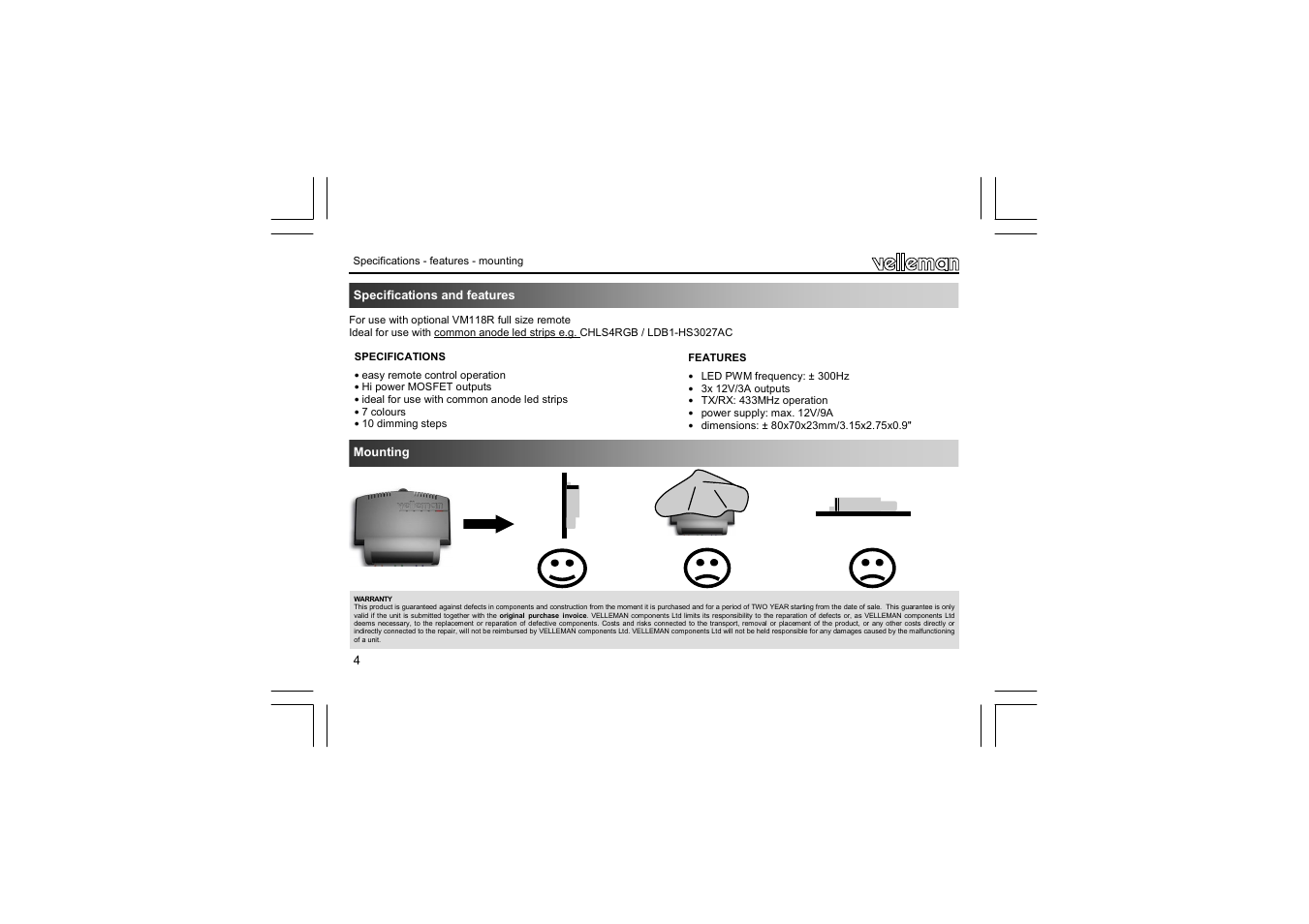 Velleman VM161 User Manual | Page 4 / 20