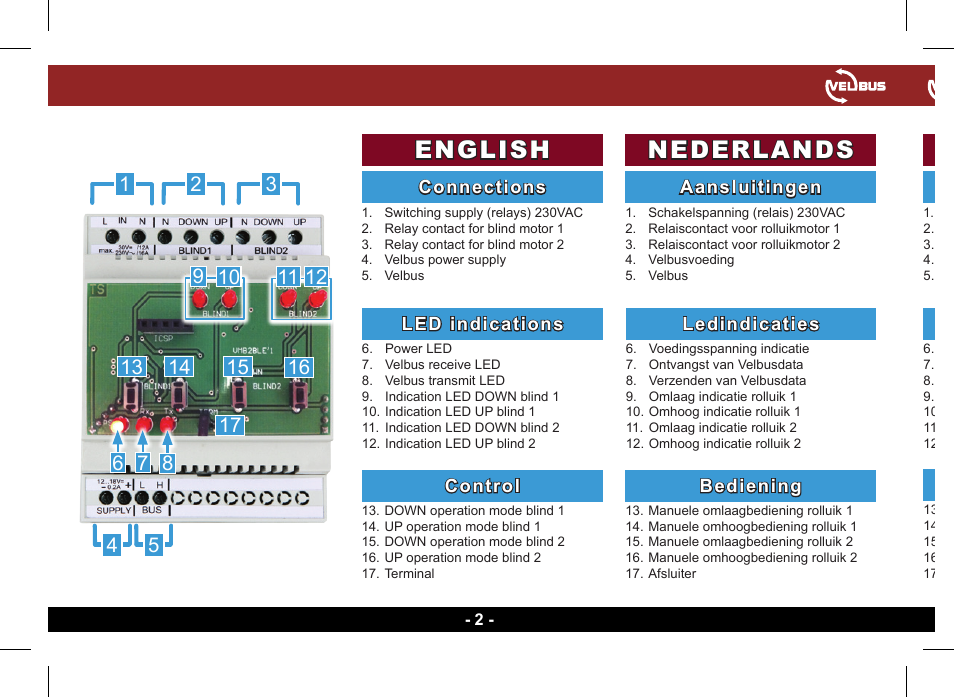 English, Nederlands, Français | Velleman VMB2BLE User Manual | Page 2 / 8