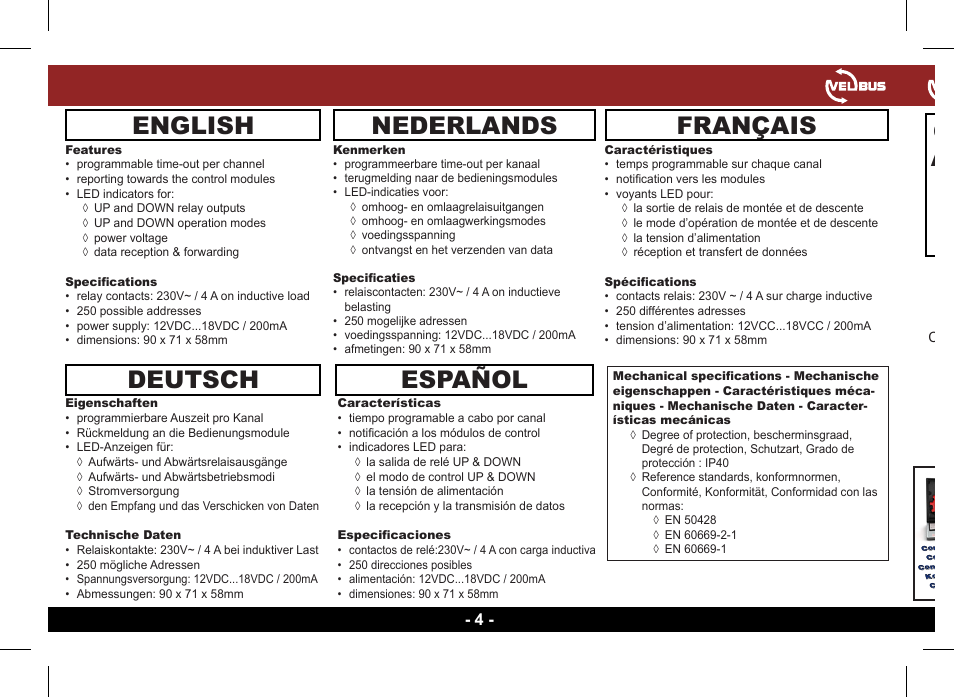 English, Nederlands, Français | Deutsch, Español | Velleman VMB2BLE User Manual | Page 4 / 8