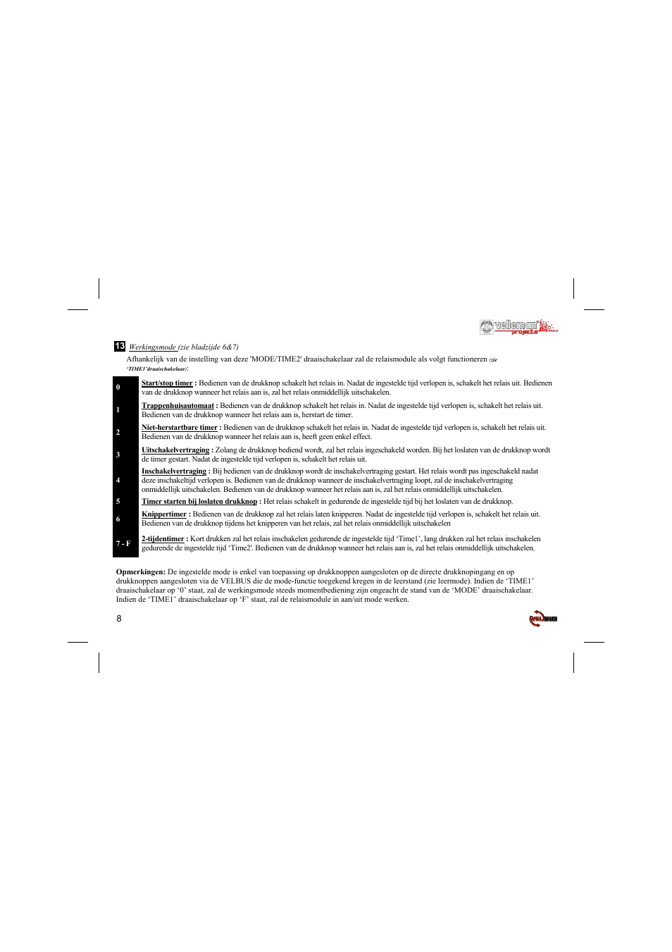 Velleman projects VMB1RY Short user manual User Manual | Page 8 / 24