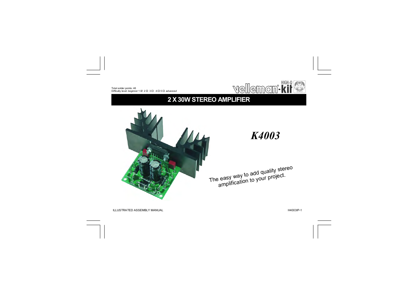 Velleman projects K4003 Assembly instructions User Manual | 12 pages