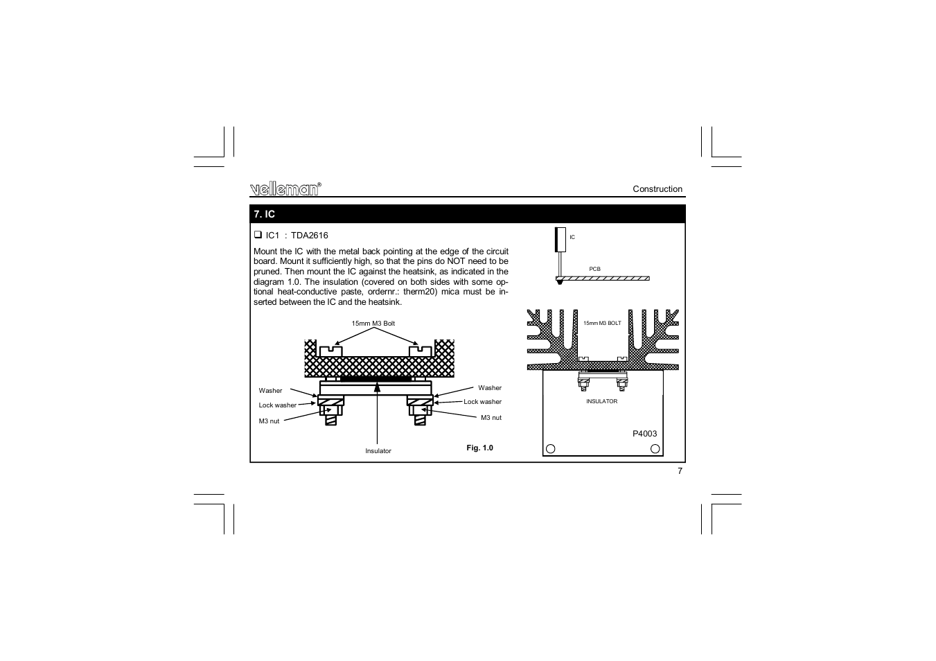 Velleman projects K4003 Assembly instructions User Manual | Page 7 / 12