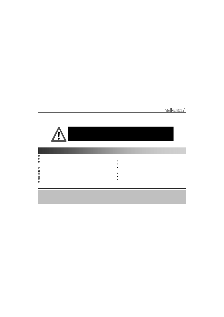 Waarschuwing | Velleman К8057 User Manual | Page 10 / 32