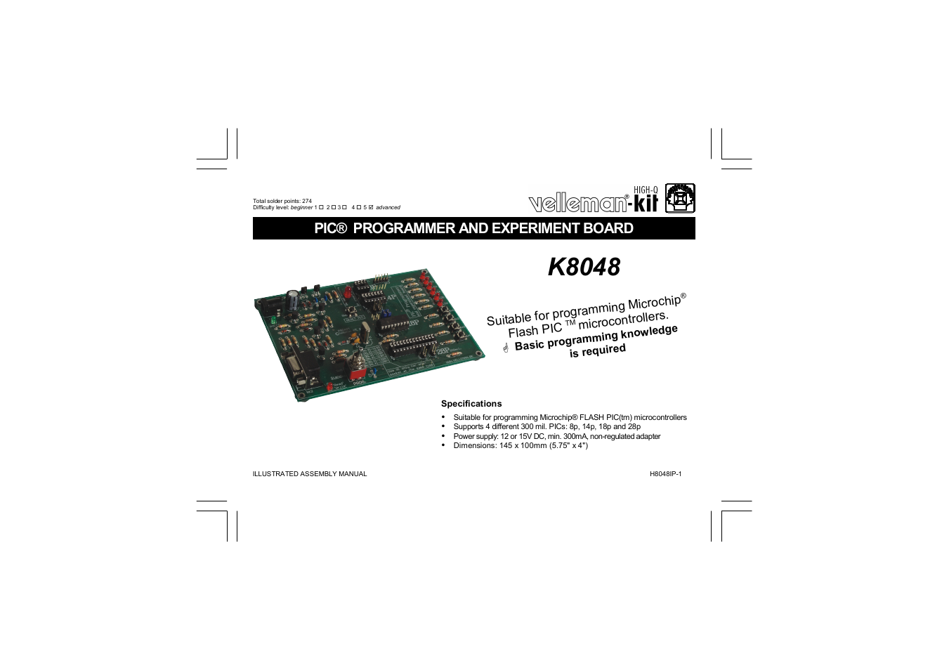 Velleman projects K8048 Assembly instructions User Manual | 12 pages