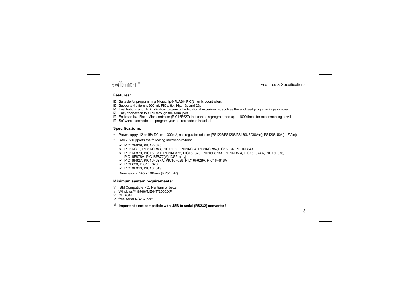 Velleman projects K8048 Assembly instructions User Manual | Page 3 / 12