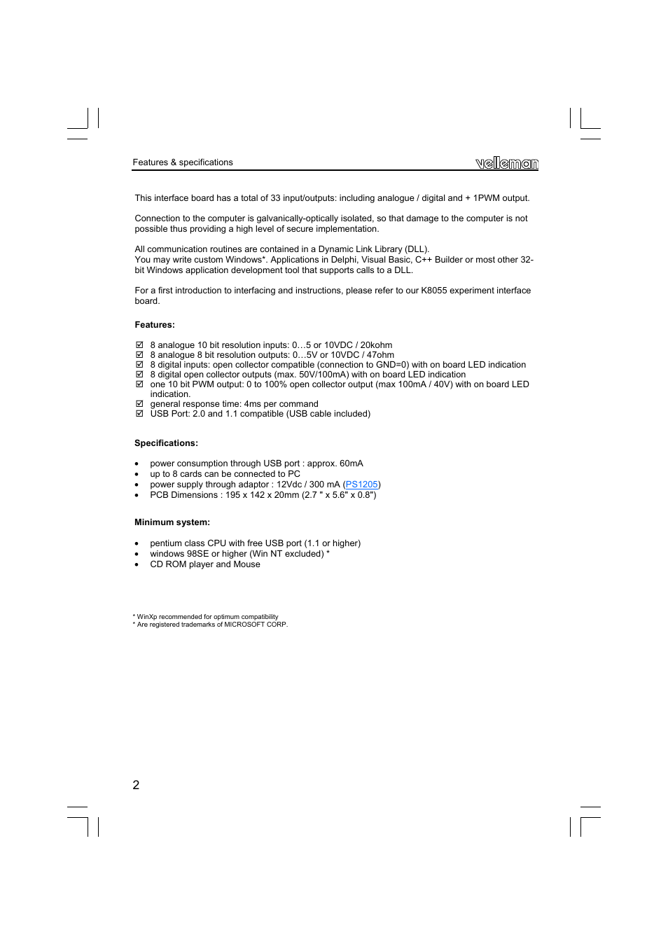 Velleman К8061 User Manual | Page 2 / 16