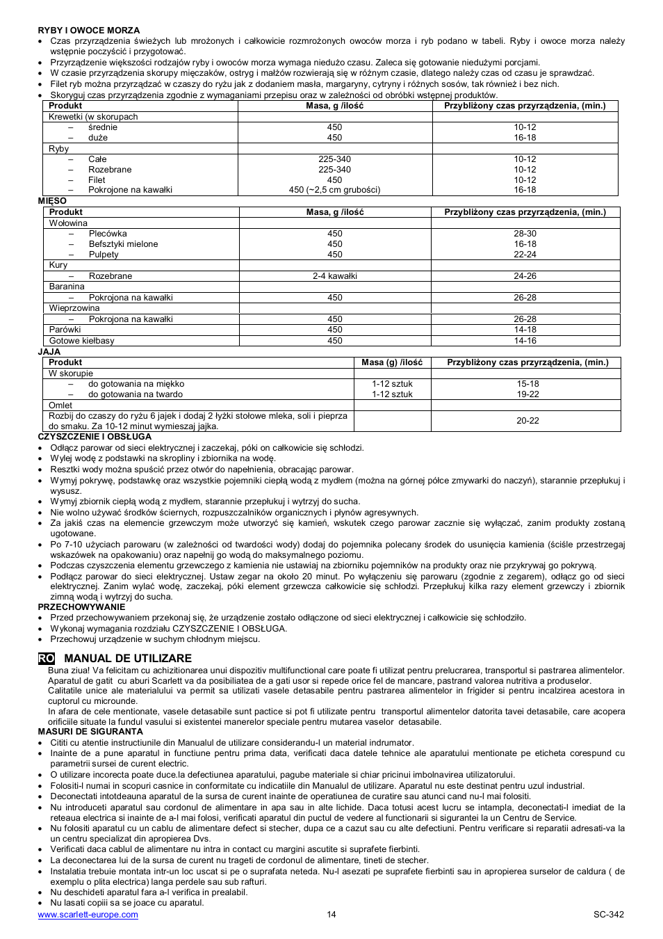 Ro manual de utilizare | Scarlett SC-342 User Manual | Page 14 / 35